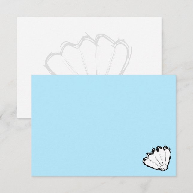 Tarjeta Pequeña Bosquejo de concha blanca y azul (Anverso / Reverso)