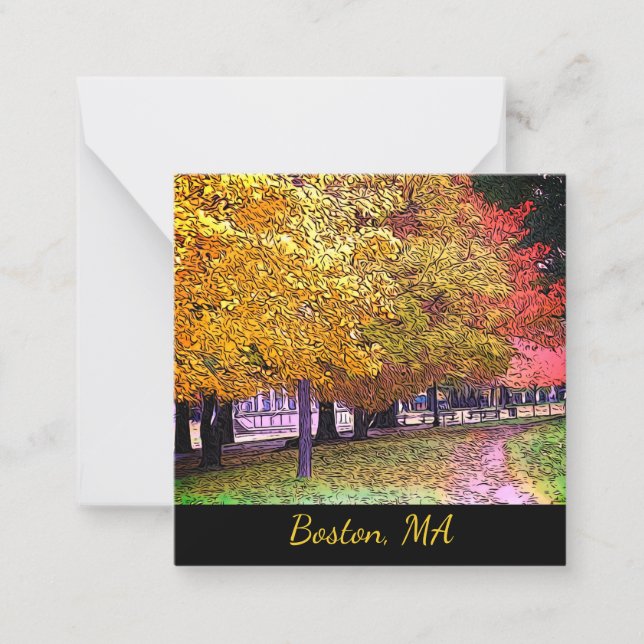 Tarjeta Pequeña Boston, Massachusetts Fall Foliage (Anverso)