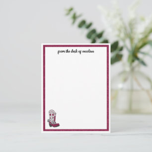 Tarjeta Pequeña Bota con estampado de corazón granate