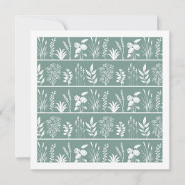 Tarjeta Pequeña Botánica de raya minimalista de niebla suave teal