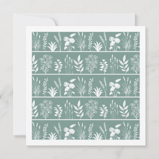 Tarjeta Pequeña Botánica de raya minimalista de niebla suave teal
