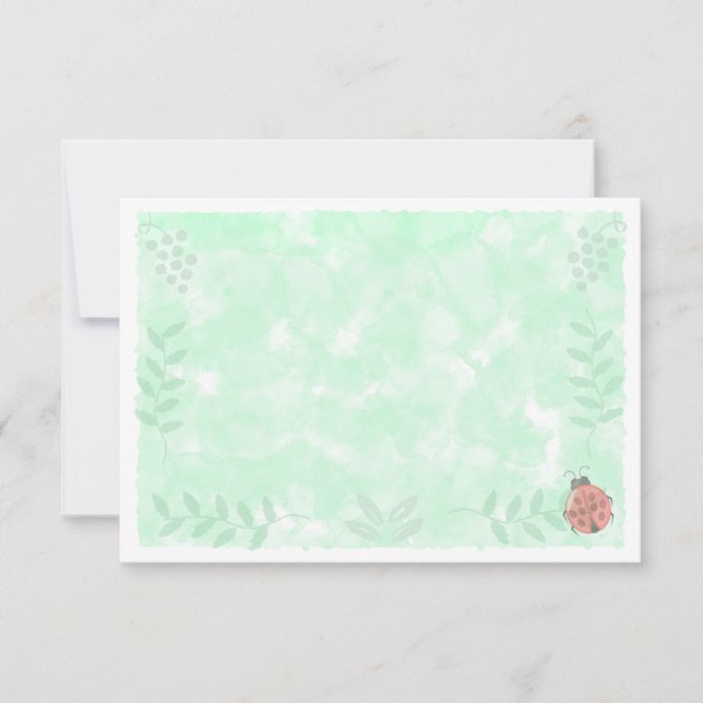 Tarjeta Pequeña Botanical Watercolor Ladybug Blank   (Anverso)