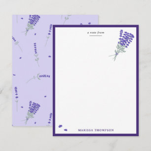 Tarjeta Pequeña Botánico floral de flor silvestre púrpura lavanda