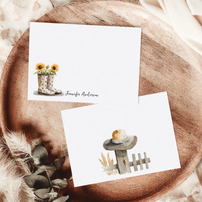 Tarjeta Pequeña Botas de jardín girasol monograma personalizado (Subido por el creador)