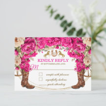 Botas de vaquero de oro rosa fucsia Quinceañera RS
