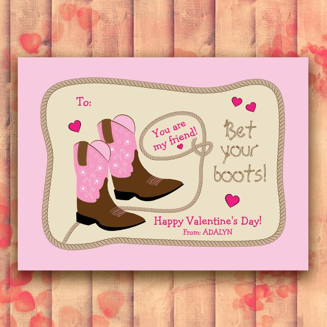 Tarjeta Pequeña Botas de vaquero rosadas Día de San Valentín en el (Subido por el creador)