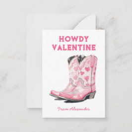 Tarjeta Pequeña Botín de vaquero rosa lindo personalizado Howdy Sa