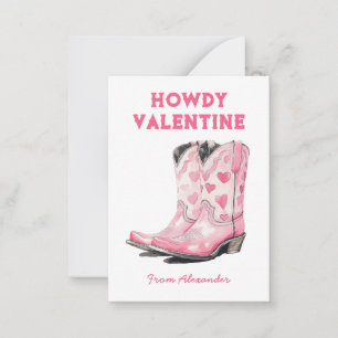 Tarjeta Pequeña Botín de vaquero rosa lindo personalizado Howdy Sa