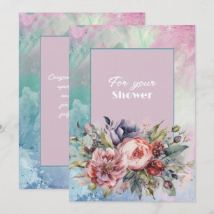 Tarjeta Pequeña Bouquet de ducha de bodas de flores moradas rosada