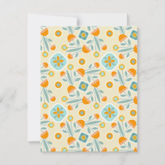 Tarjeta Pequeña Bouquet de flores folclóricas naranja y Aqua