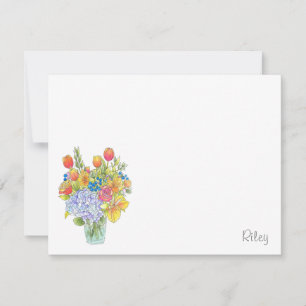 Tarjeta Pequeña Bouquet floral de acuarela, bolígrafo y tinta colo