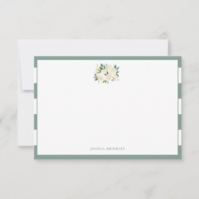 Tarjeta Pequeña Bouquet rosa blanco | Personalizado Stationary (Anverso)