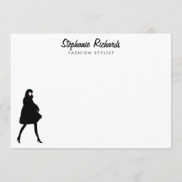 Tarjeta Pequeña Boutique Mod Fashion Chica, Notecard plano estilis