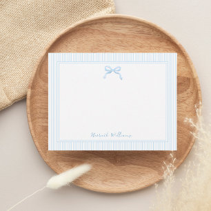Tarjeta Pequeña Bow azul y borde de tiras