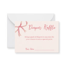 Bow Baby Shower Diaper Raffle Card