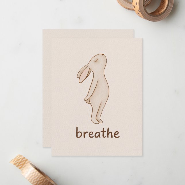 Tarjeta Pequeña Breathe Bunny Flat Note Card (Anverso/Reverso In Situ)