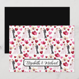 Tarjeta Pequeña Bride & Groom Wedding Note Card