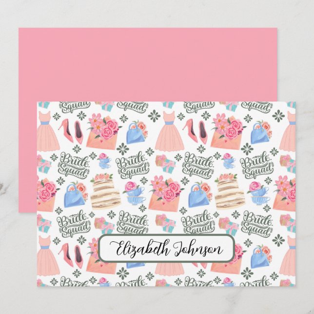 Tarjeta Pequeña Bride Squad Wedding Note Card (Anverso / Reverso)