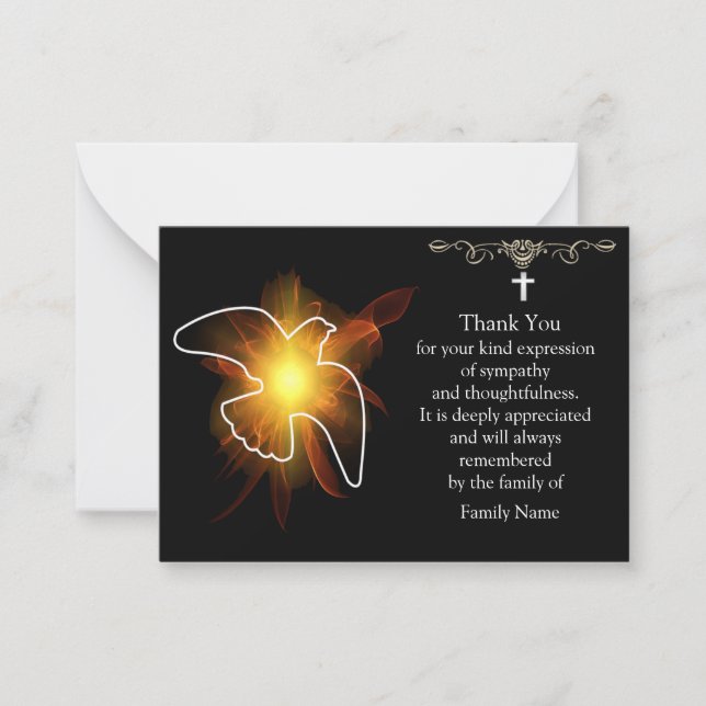 Tarjeta Pequeña Brillante Dove después del funeral Gracias Cartas (Anverso)