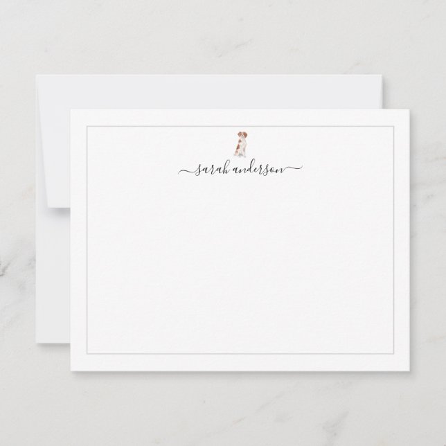 Tarjeta Pequeña Brittany Spaniel Fronterizo Personalizado (Anverso)