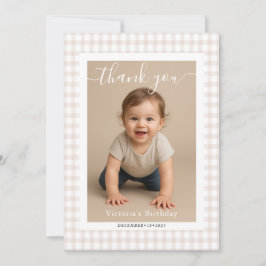 Tarjeta Pequeña Brown Gingham Teddy Bear Neutral Baby Shower Paper