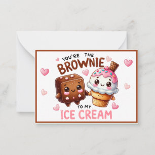 Tarjeta Pequeña Brownies y Helado Kawaii Lindos