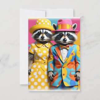 Tarjeta Pequeña Bruja mapache de dibujos animados adorable