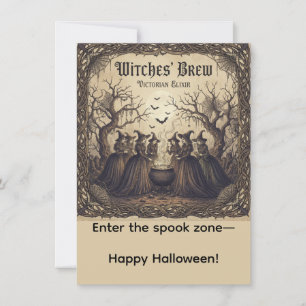 Tarjeta Pequeña Brujas de Halloween, brujas de Halloween se abren,