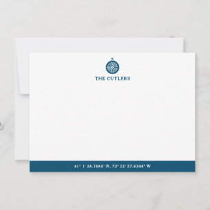 Tarjeta Pequeña Brújula temática náutica, azul, personalizada