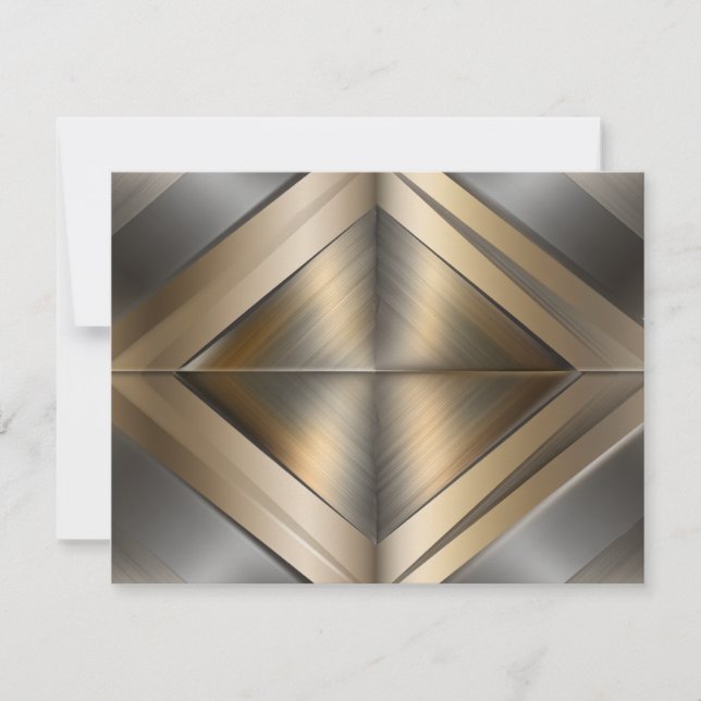 Tarjeta Pequeña Brushed Metallic Geometric Diamond Pattern (Anverso)