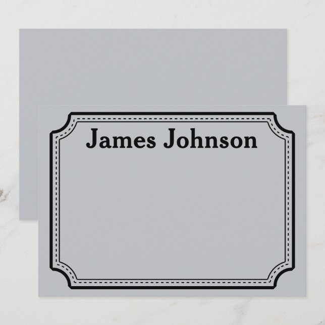 Tarjeta Pequeña Brushed Silver Retro Bold Serif Desk Name Plate (Anverso / Reverso)