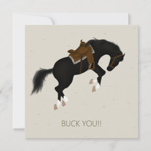 Tarjeta Pequeña ¡Buck You! Personalizado burlón del caballo negro