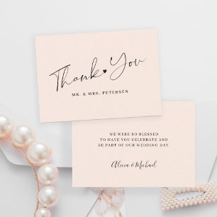 Tarjeta Pequeña Budget blush wedding thank you script