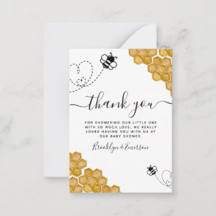 Tarjeta Pequeña BUDGET Bumblebee Honeycomb Baby Shower Gracias