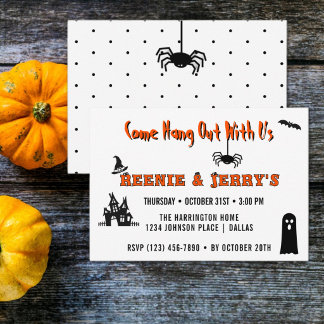 Tarjeta Pequeña Budget Casual Orange & Black Halloween Invitation