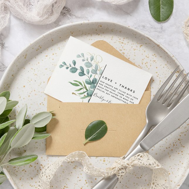 Tarjeta Pequeña BUDGET Eucalyptus Greenery Wedding Thank You Note (Subido por el creador)