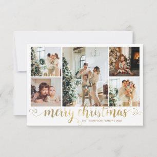 Tarjeta Pequeña BUDGET Gold Merry Christmas Heart Script 5 Photo
