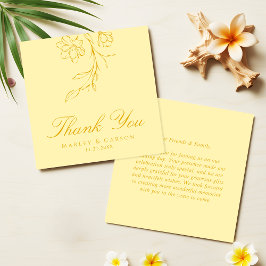 Tarjeta Pequeña Budget Minimal Butter Yellow Wedding Thank You