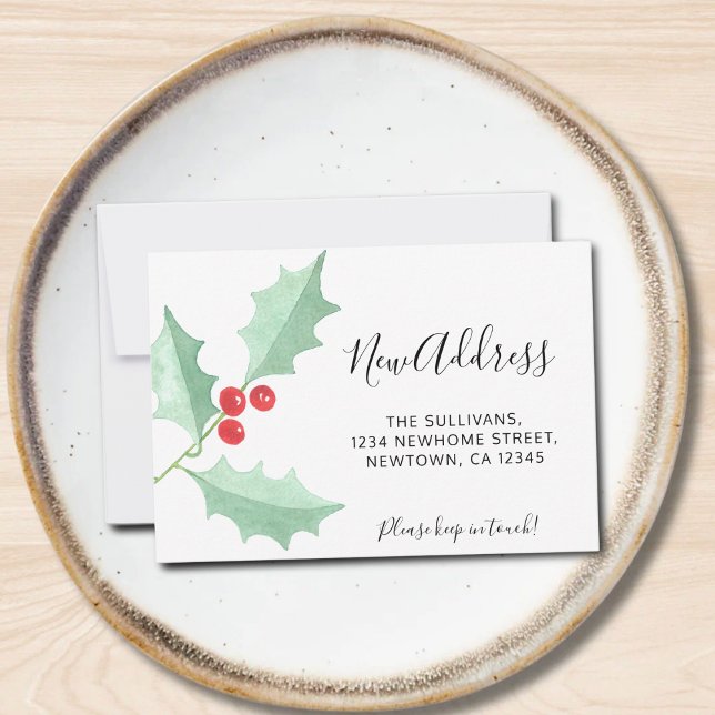 Tarjeta Pequeña Budget New Address Holly Moving Announcement  (Subido por el creador)