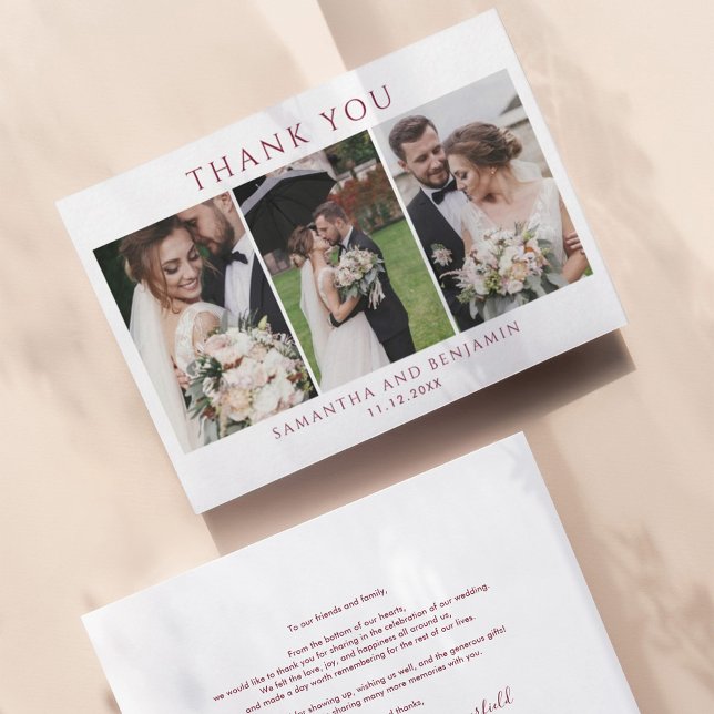 Tarjeta Pequeña Budget Newlyweds Photo Collage Wedding Thank You (Subido por el creador)