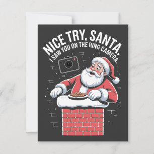 Tarjeta Pequeña Buen intento Santa, te vi en la cámara Ring en Nav