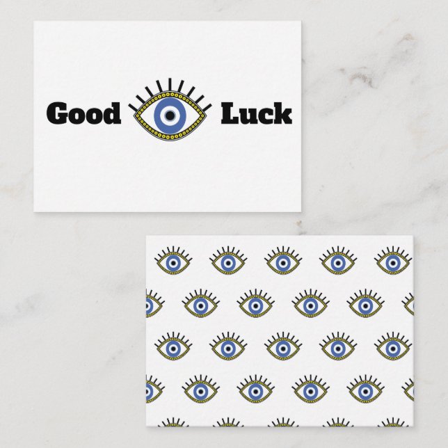Tarjeta Pequeña Buena suerte greco azul eye talisman (Anverso / Reverso)