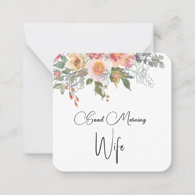 Tarjeta Pequeña Buenos días esposa Peach Floral (Anverso)