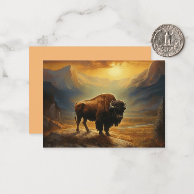 Tarjeta Pequeña Buffalo Bison Sunset Silhouette (Anverso/Reverso In Situ)