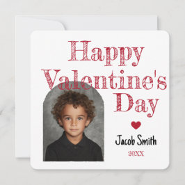Tarjeta Pequeña Buffalo Plaid Photo Valentine Kids Classroom
