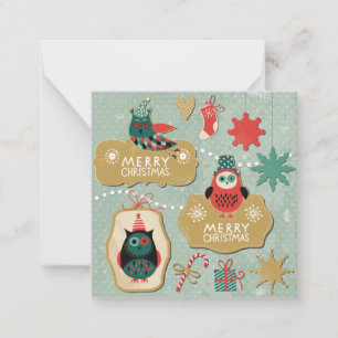 Tarjeta Pequeña Búho Feliz de Navidad
