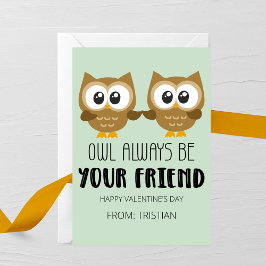 Tarjeta Pequeña Búho Siempre Será Tu Amigo Día de San Valentín par