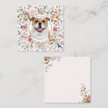 Bulldog floral Perro Mamá Notecard