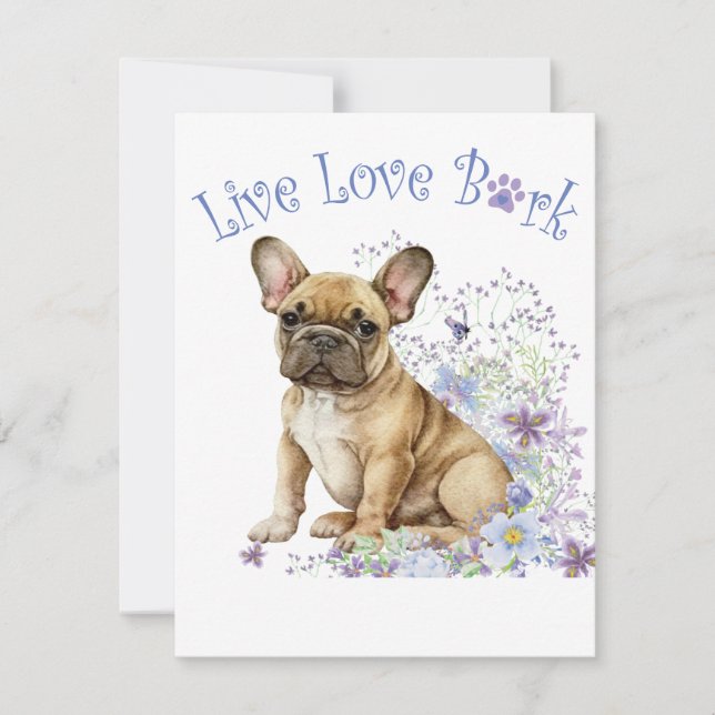 Tarjeta Pequeña Bulldog Francés Floral (Anverso)