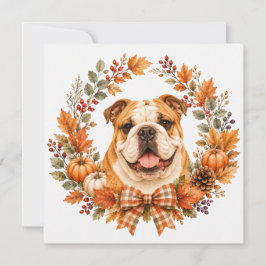 Tarjeta Pequeña Bulldog Inglés Corona de Otoño